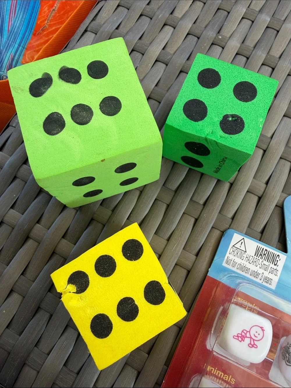 Colorful Foam Dice and Kids Game Set - Yellow, Green, Blue, Red